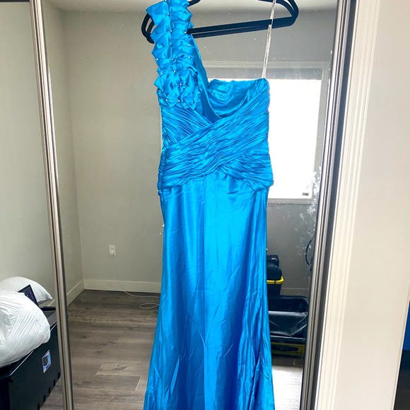 Blue Ruffle Gown - Picture 1 of 3